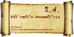 Kármán Annamária névjegykártya